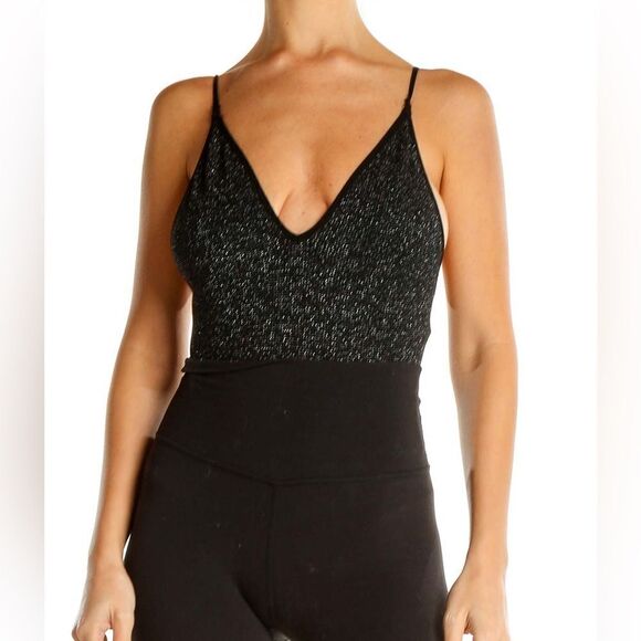 OUT FROM UNDER UO Black Sparkle V Neck Bodysuit S - Picture 1 of 6